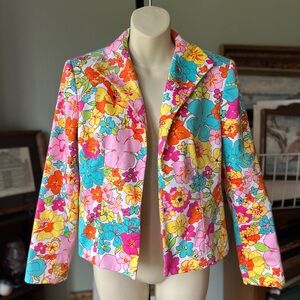 HARVE BENARD BY BENARD HOLTZMAN VIBRANT FLORAL JACKET BLAZER SIZE 10 PETITES